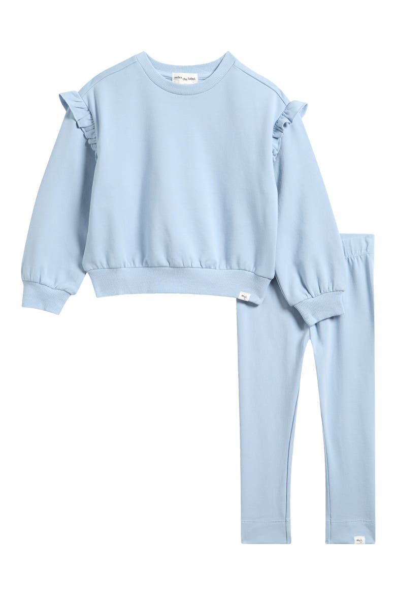 Kids' Ruffled Sweatshirt & Leggings Set, Main, color, LIGHT BLUE