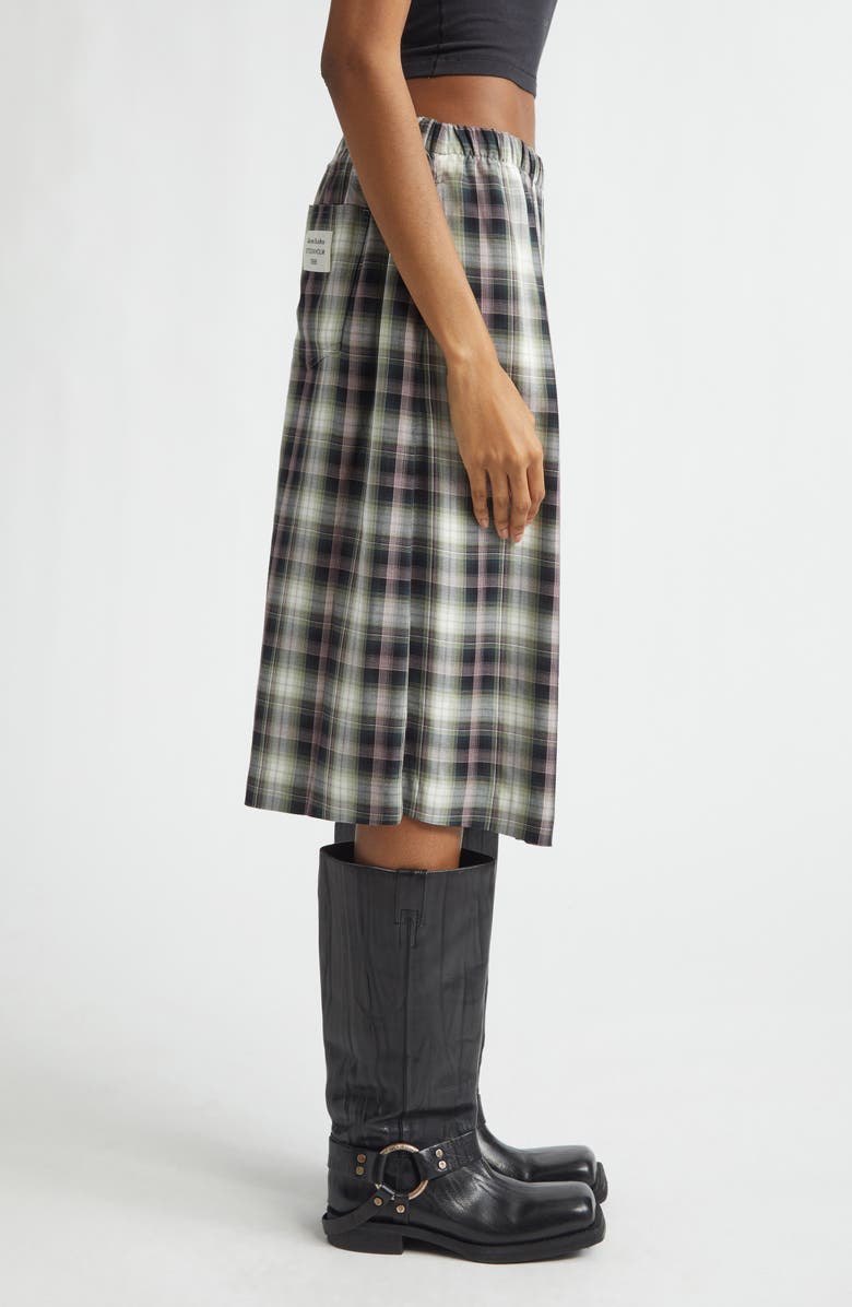 Acne Studios Izetta Check Midi Skirt, Alternate, color, Black/ Green