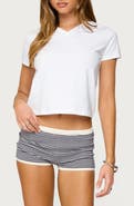 EDIKTED Ornella V-Neck Stretch Cotton T-Shirt