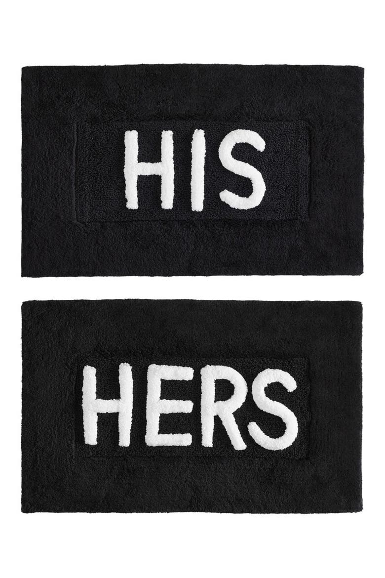 His & Hers 2-Piece Bath Mat Set, Main, color, BLACK