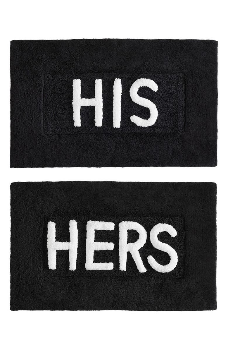 Jean Pierre New York His & Hers 2-Piece Bath Mat Set, Main, color, Black