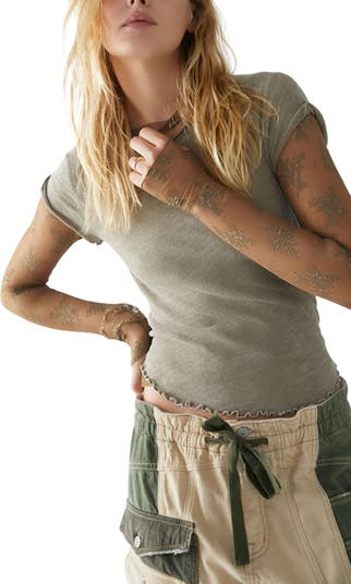 フリーピープル Free People Be My Baby Tee レディース シャツ トップス Washed Army Free People We the Free Be My Baby Cotton T-Shirt | Nordstrom