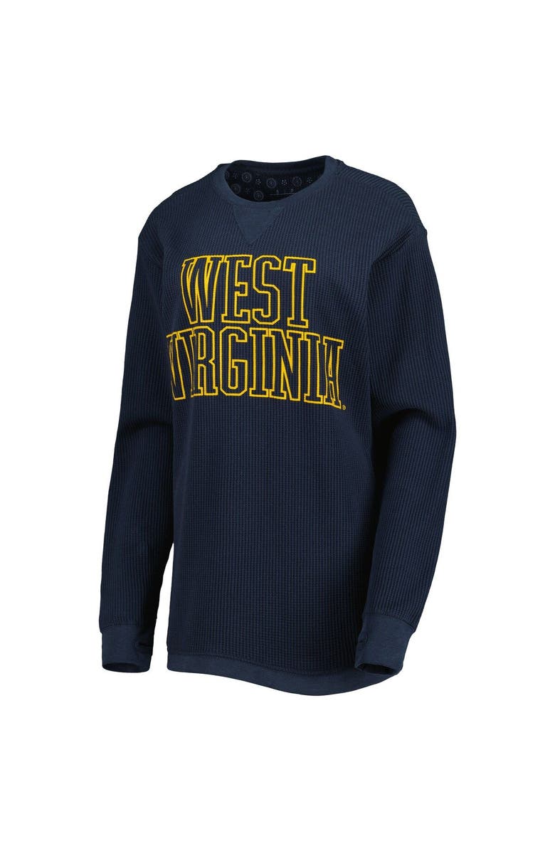 PRESSBOX Women's Pressbox Navy West Virginia Mountaineers Surf Plus Size Southlawn Waffle-Knit Thermal Tri-Blend Long Sleeve T-Shirt, Alternate, color, Navy