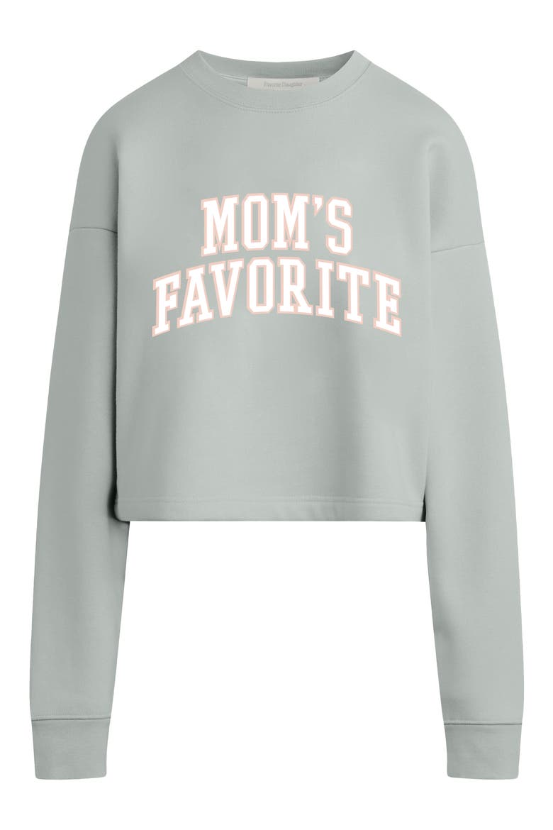 Mom's Favorite French Terry Crop Graphic Sweatshirt, Main, color, LIGHT SAGE/ WHITE
