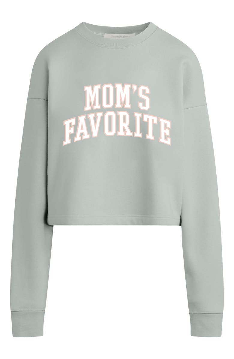 Favorite Daughter Mom's Favorite French Terry Crop Graphic Sweatshirt, Main, color, Light Sage/ White