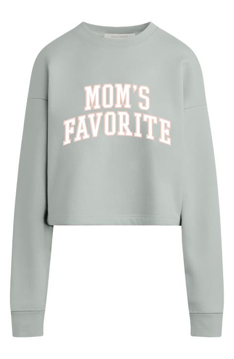 Mom's Favorite French Terry Crop Graphic Sweatshirt