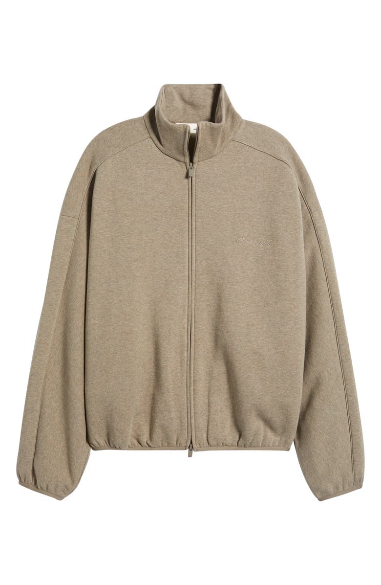 Fear of God Essentials Modern Fit Fleece Track Jacket, Alternate, color, Timber/ Cloud White