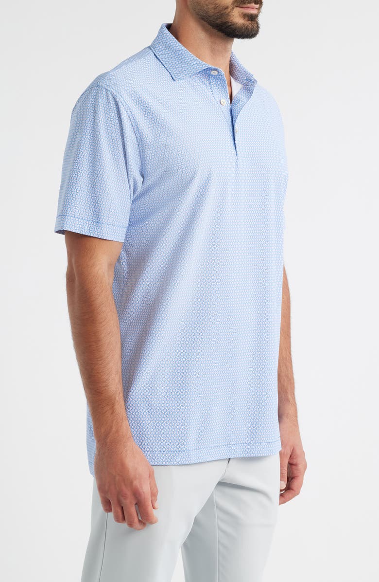 Peter Millar Taza Geo Print Performance Piqué Polo, Alternate, color, Evening Tide