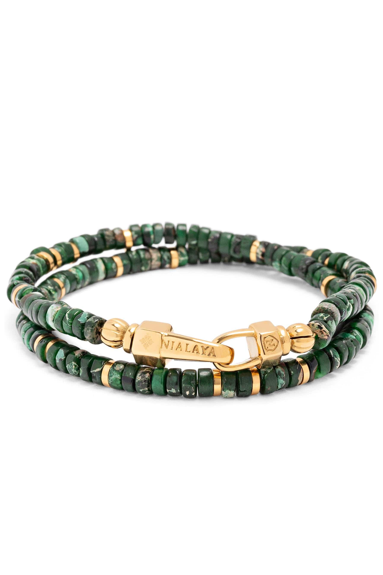 Malachite Heishi Wrap Bracelet, Main, color, Dark Green Malachite