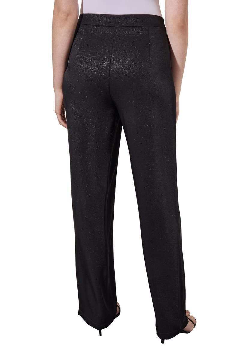 Metallic Shimmer Straight Leg Pants, Alternate, color, BLACK/ SILVER