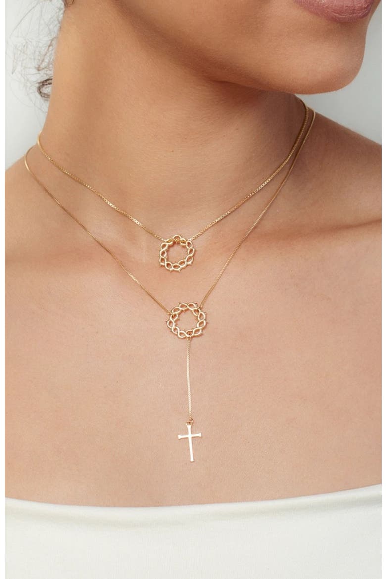 Crown Of Thorns Y Necklace, Alternate, color, 18k Gold Plated