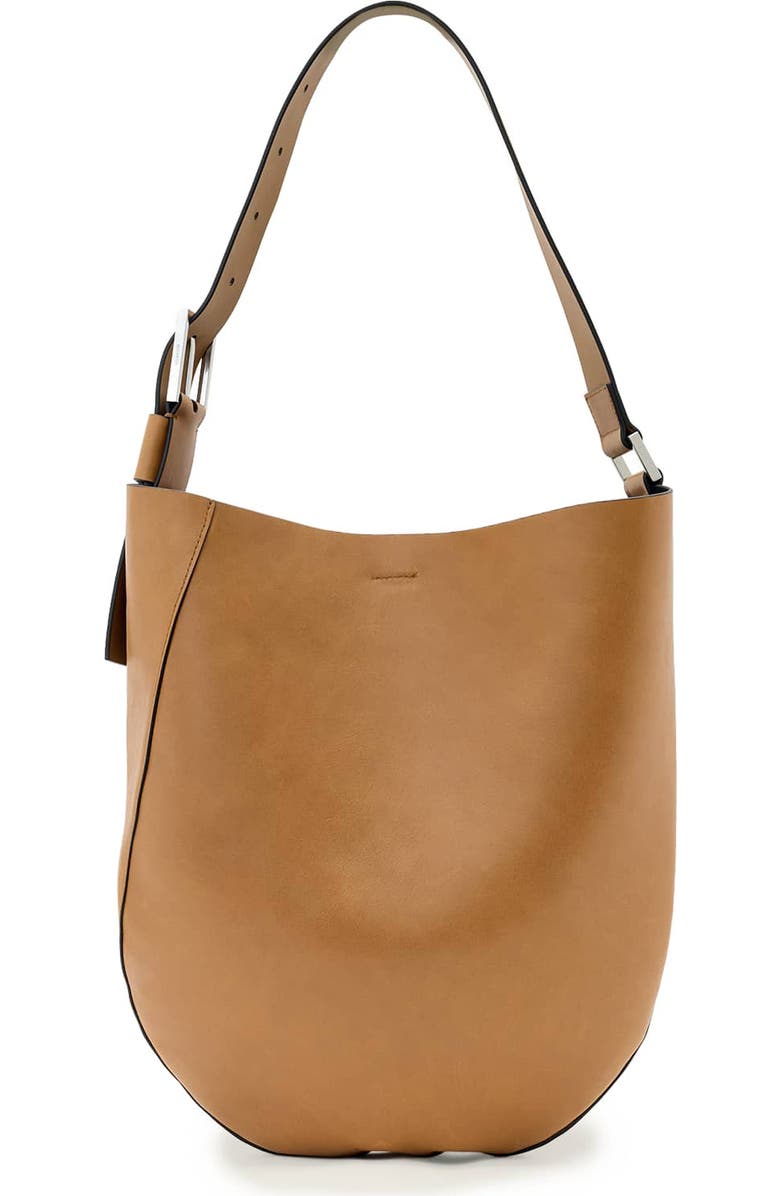 AllSaints Luna Leather Hobo Bag, Main, color, Toffee Brown