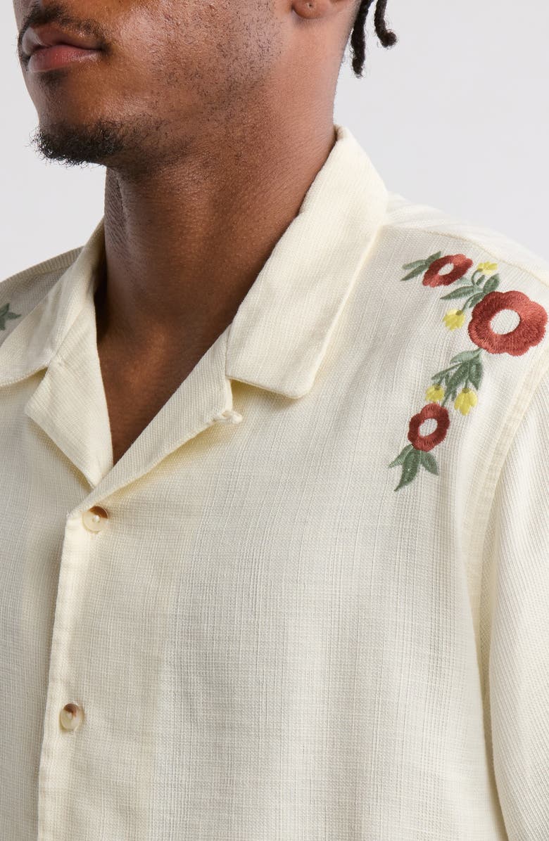 PacSun Floral Embroidered Short Sleeve Button-Up Shirt, Alternate, color, 