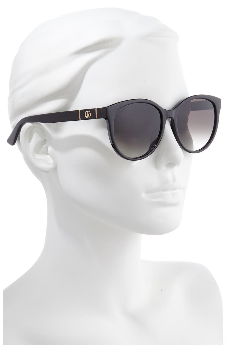 56mm Gradient Cat Eye Sunglasses, Alternate, color, BLACK/ GREY
