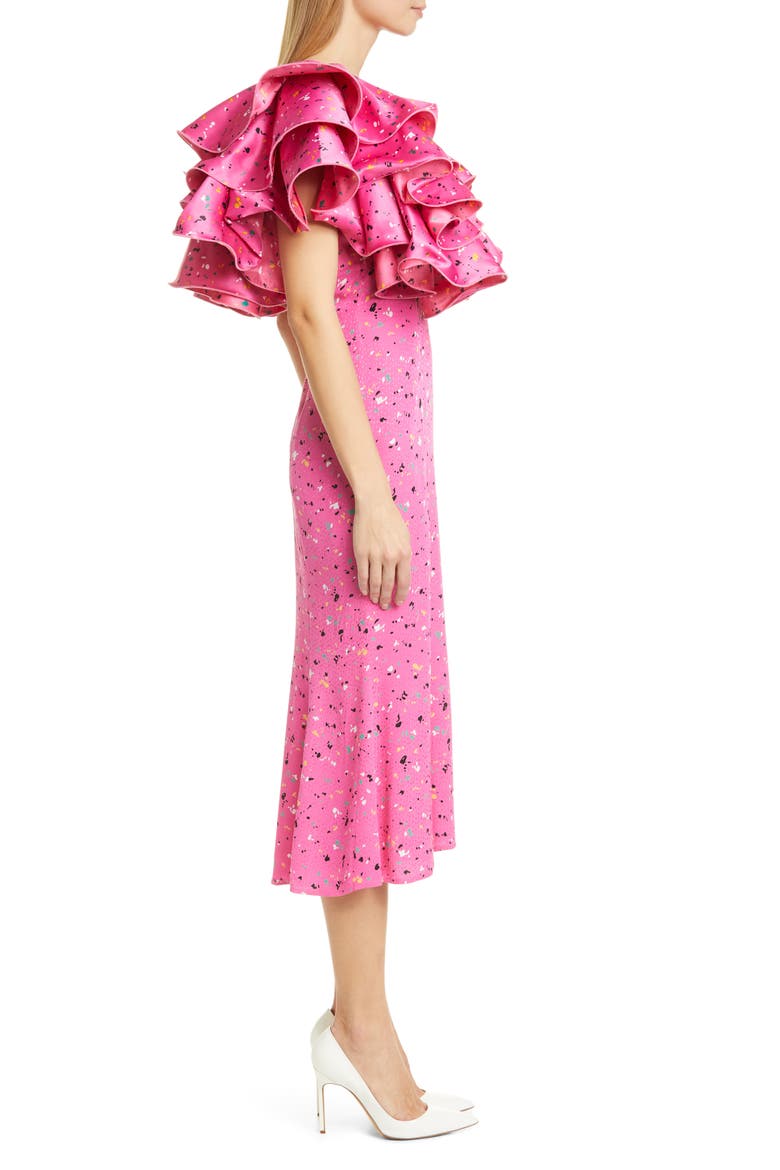 Carmen Layered Ruffle Midi Dress, Alternate, color, PAINT SPLASH