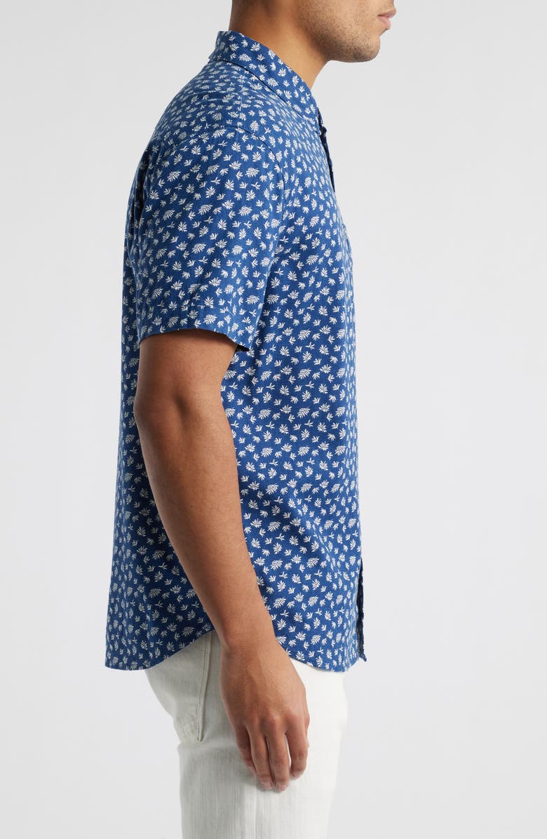 Rails Carson Short Sleeve Stretch Linen Blend Button-Up Shirt, Alternate, color, Nervous Leaf Blue