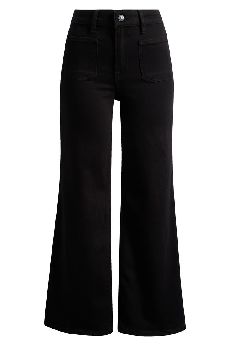 Good Petite High Waist Patch Pocket Palazzo Jeans, Main, color, BLACK001