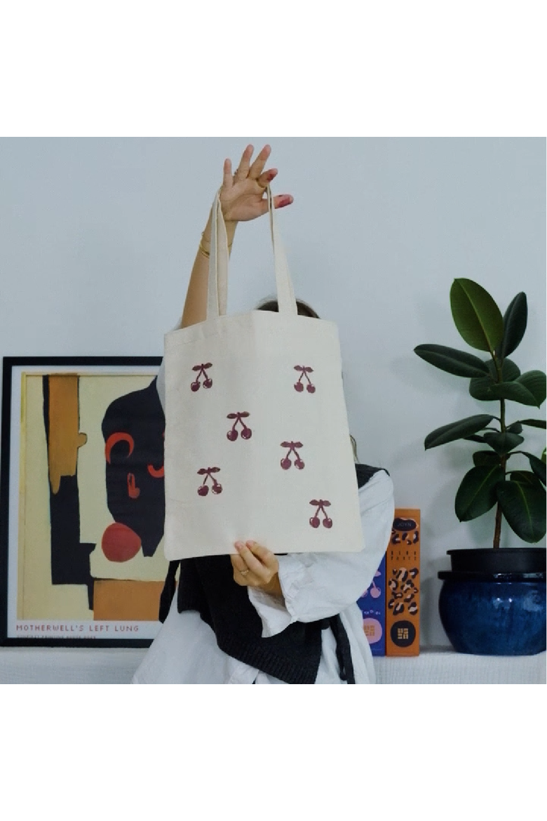 Block Printing Kit - Cherry Bow Print Tote Bag, Alternate, color, Cherry Bow Print