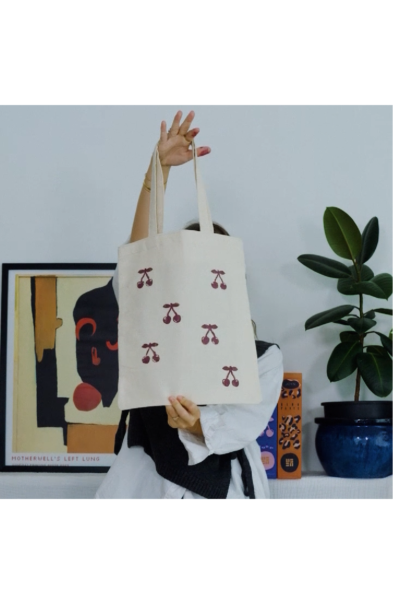 JOYN Block Printing Kit - Cherry Bow Print Tote Bag, Alternate, color, Cherry Bow Print