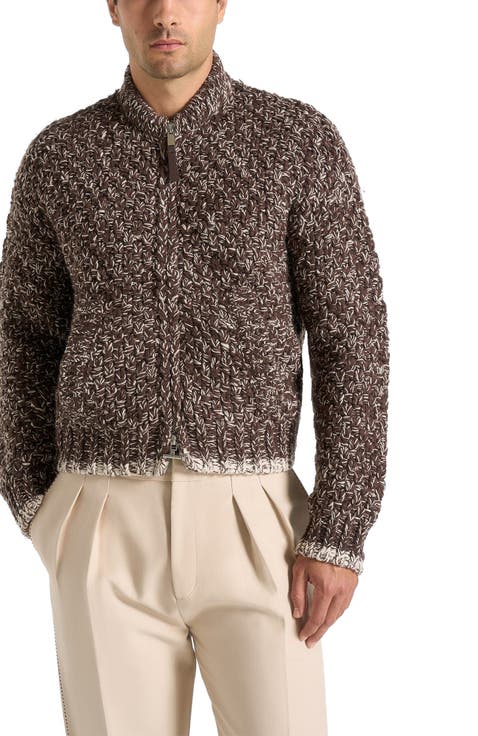 Darel Speckled Knit Bomber Jacket