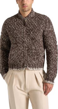 Manière De Voir Darel Speckled Knit Bomber Jacket