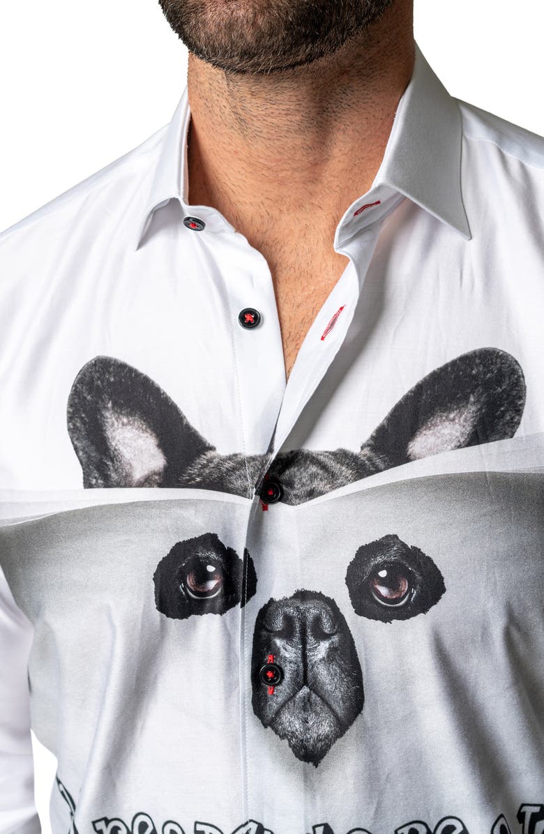 Maceoo Fibonacci Lion Time Regular Fit Cotton Blend Button-Up Shirt, Alternate, color, White