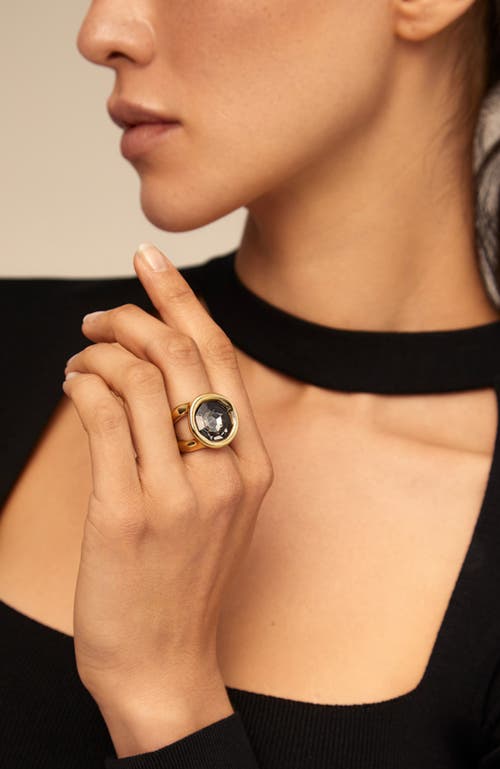 Unode50 18k Gold-plated Ring With Grey Crystal In Gold