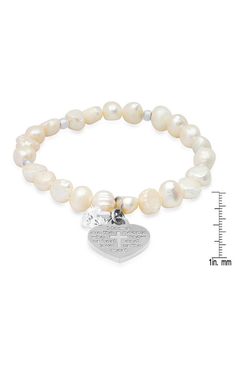Stainless Steel & Freshwater Pearl Stretch Bracelet, Alternate, color, GOLD