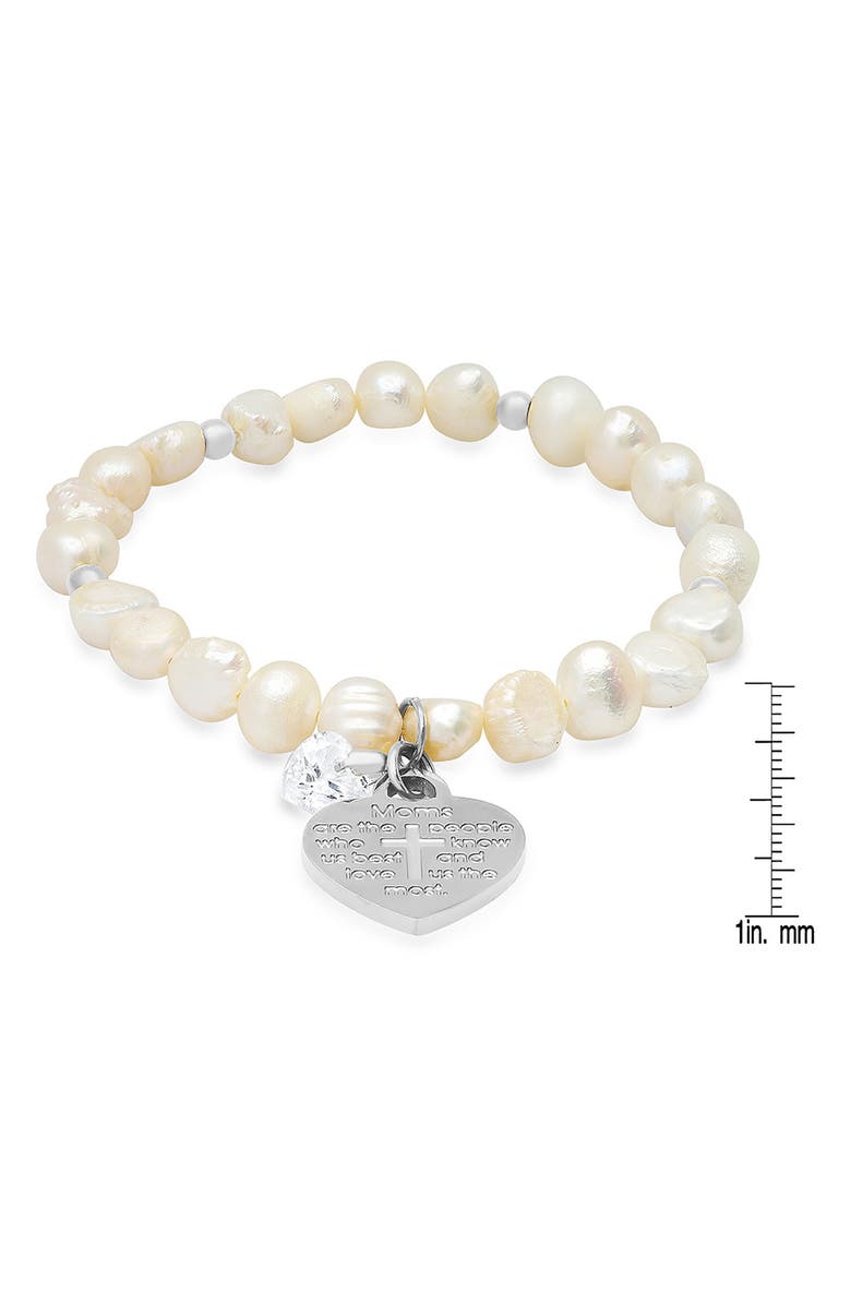 STEELTIME Stainless Steel & Freshwater Pearl Stretch Bracelet, Alternate, color, Gold