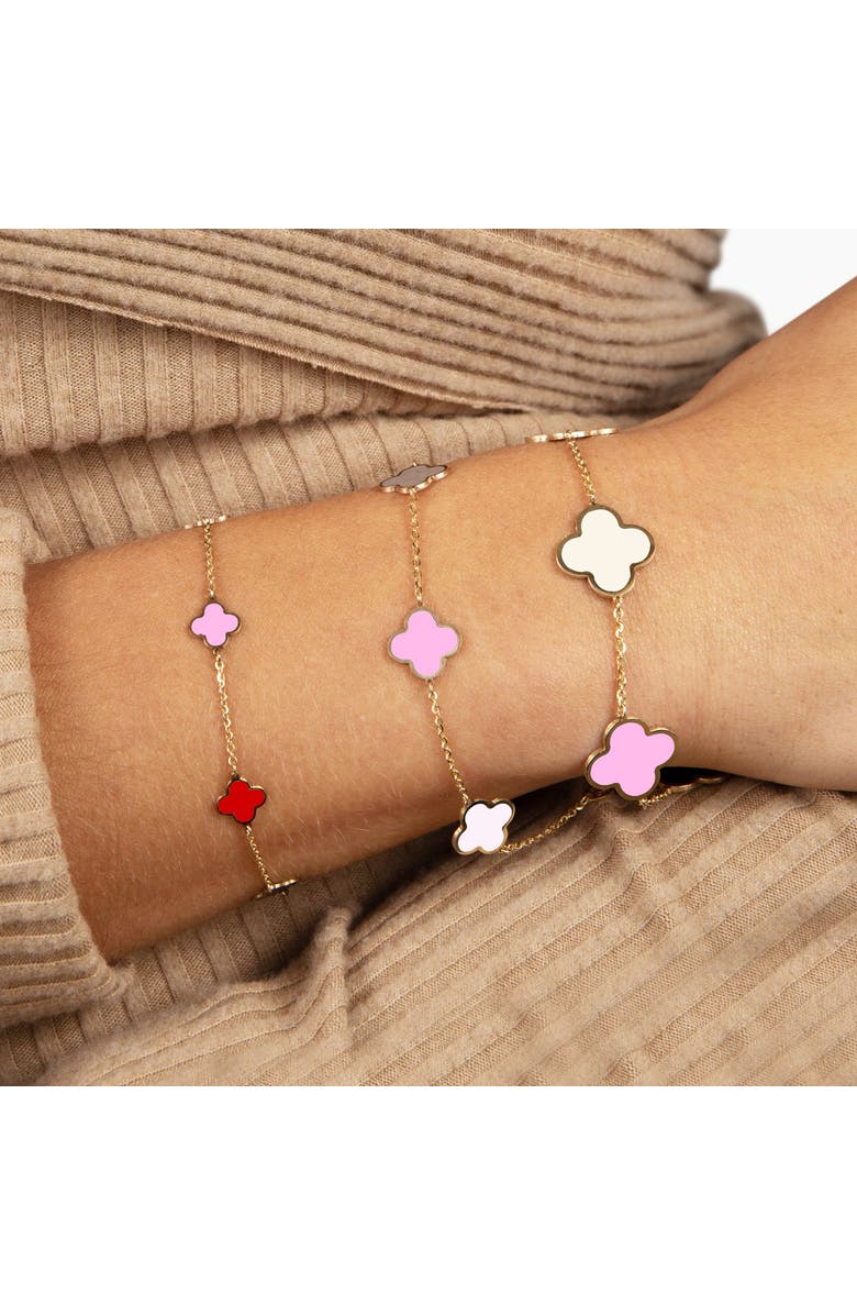 The Lovery Fine Jewelry Small Pink Mixed Clover Bracelet, Alternate, color, Pink Mixed
