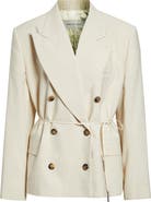 Dries Van Noten Bosea Washed Stripe Double Breasted Blazer