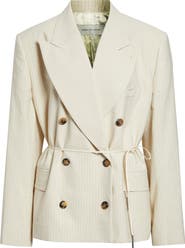 Dries Van Noten Bosea Washed Stripe Double Breasted Blazer