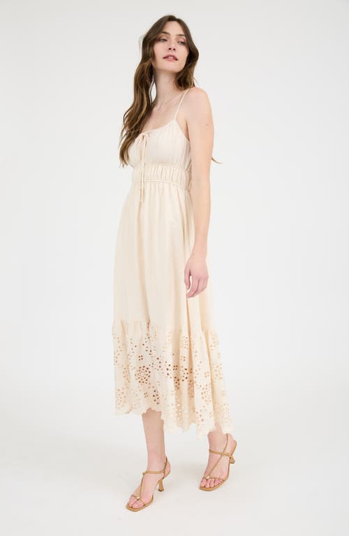 BLU PEPPER BLU PEPPER EMBROIDERED EYELET EMPIRE WAIST MIDI DRESS