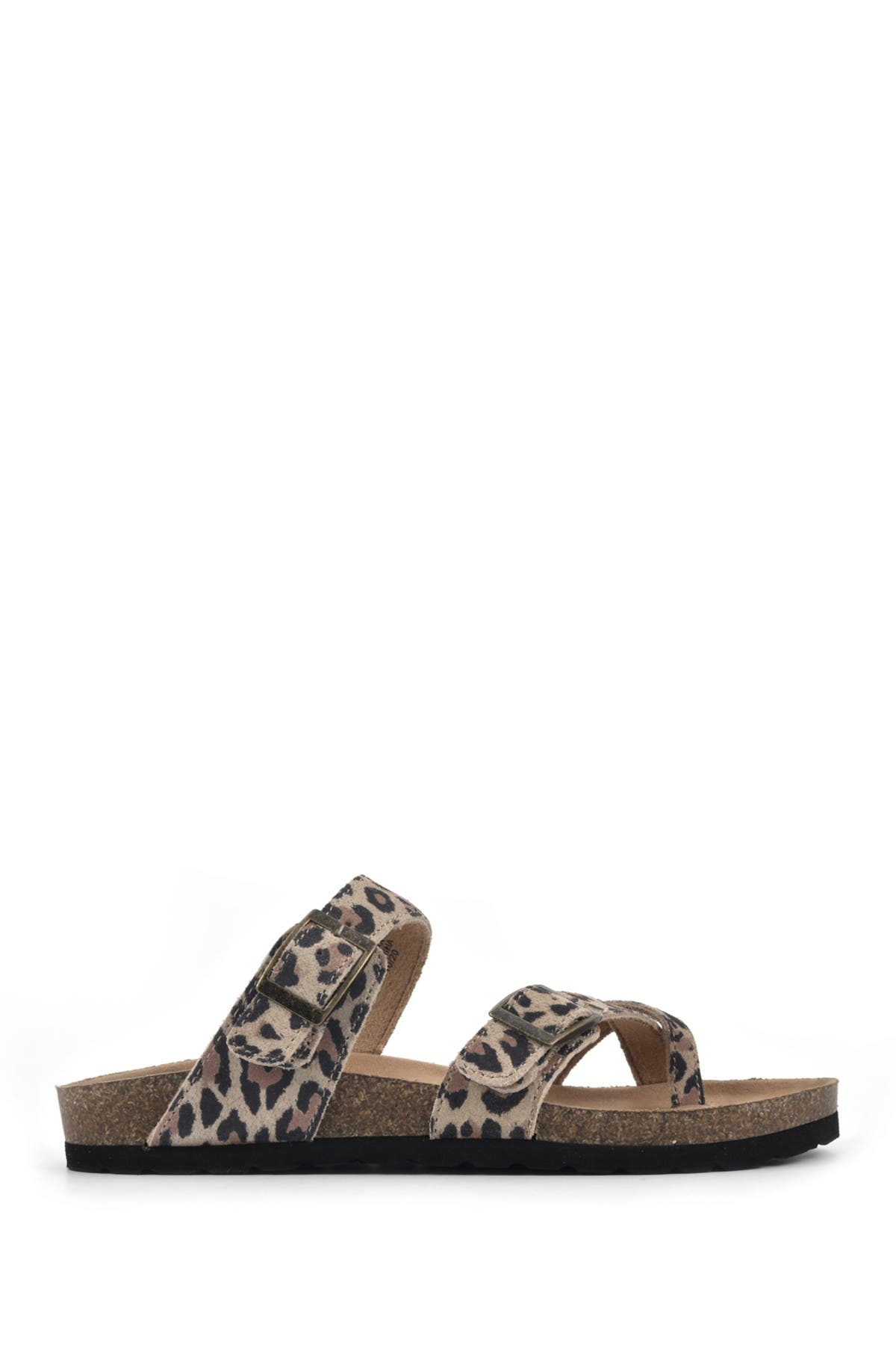 White Mountain Footwear Gracie Double Buckle Sandal, Alternate, color, Natural/E-Print/Leather