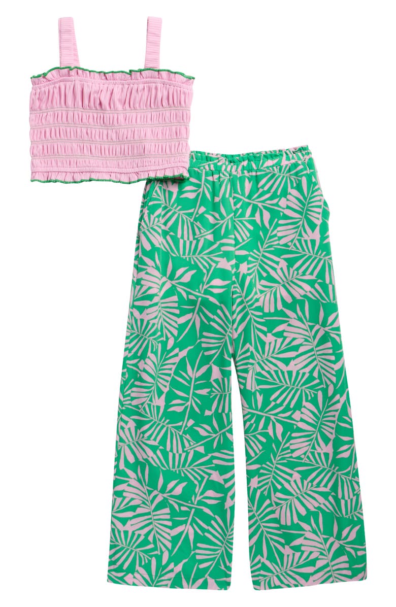 Sara Sara Kids' Two-Piece Palm Print Top & Pants Set, Main, color, 