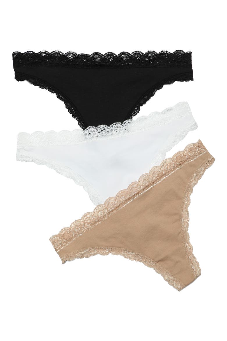 Mandy Thong 3-Pack, Main, color, BLACK/ WHITE/ BEIGE