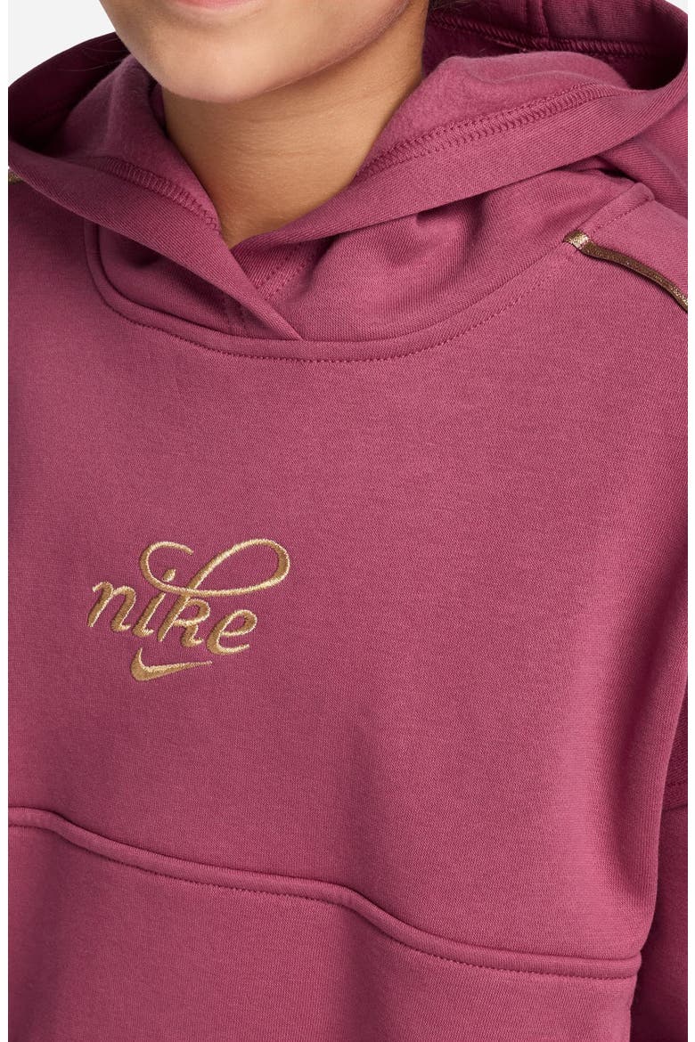 Kids' Relaxed Fit Cotton Blend Fleece Hoodie, Alternate, color, SWEET BEET/ METALLIC GOLD