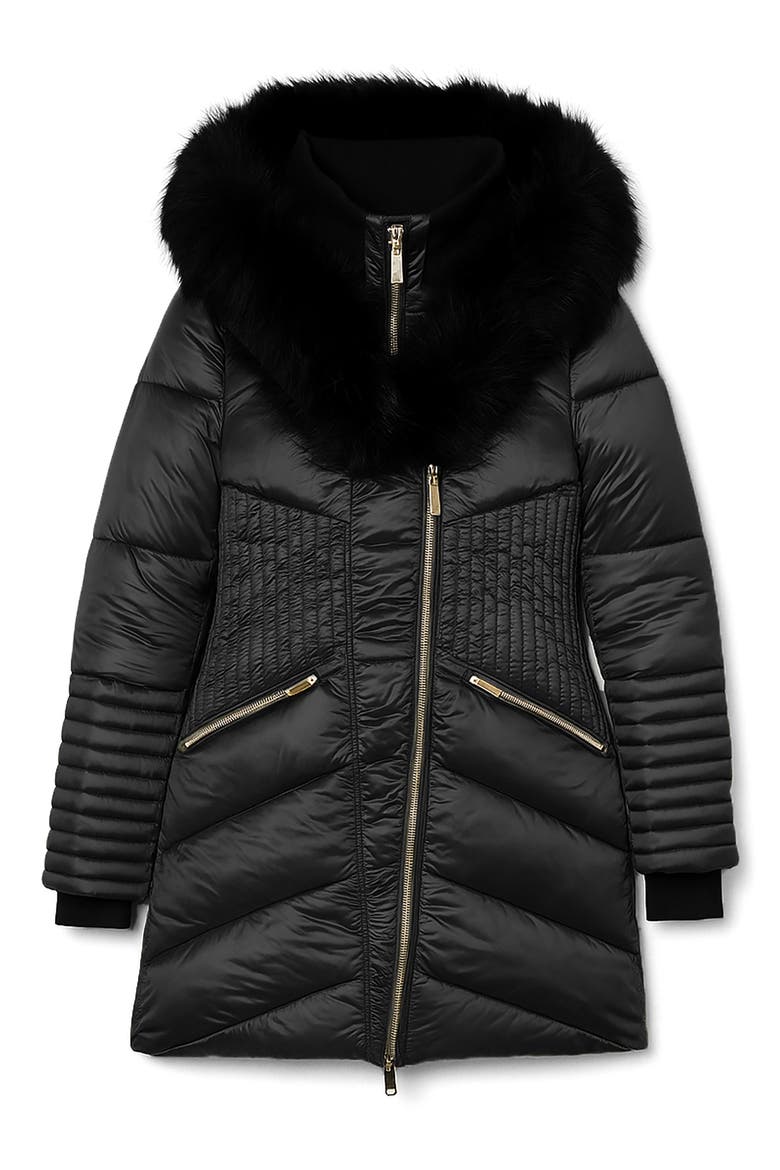 Gigi-El Faux Fur Trim Hooded Parka, Alternate, color, BLACK