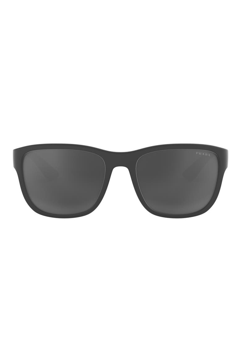59mm Mirrored Square Sunglasses, Main, color, GREY RUBBER