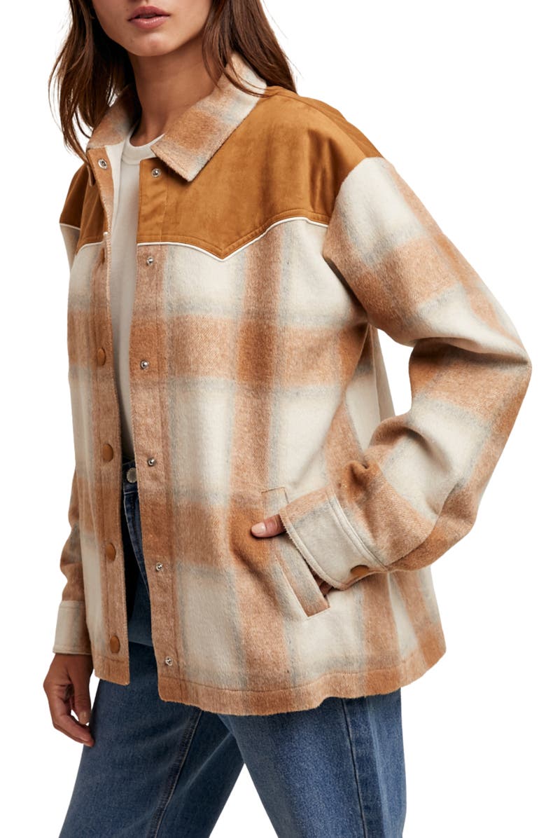 WISHLIST Brushed Plaid Western Jacket, Alternate, color, 