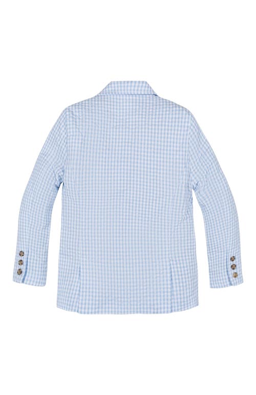 Hope & Henry Boys' Organic Seersucker Suit Jacket, Kids In Classic Blue Gingham