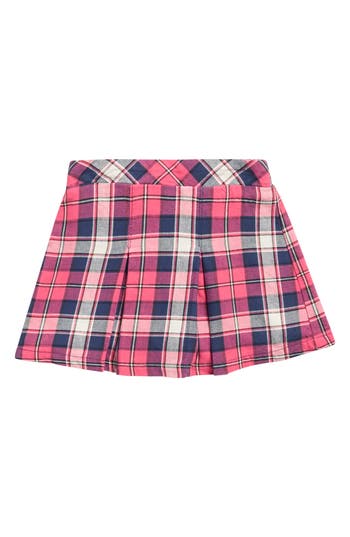 Flapdoodles Kids' Pleated Plaid Skort In Red