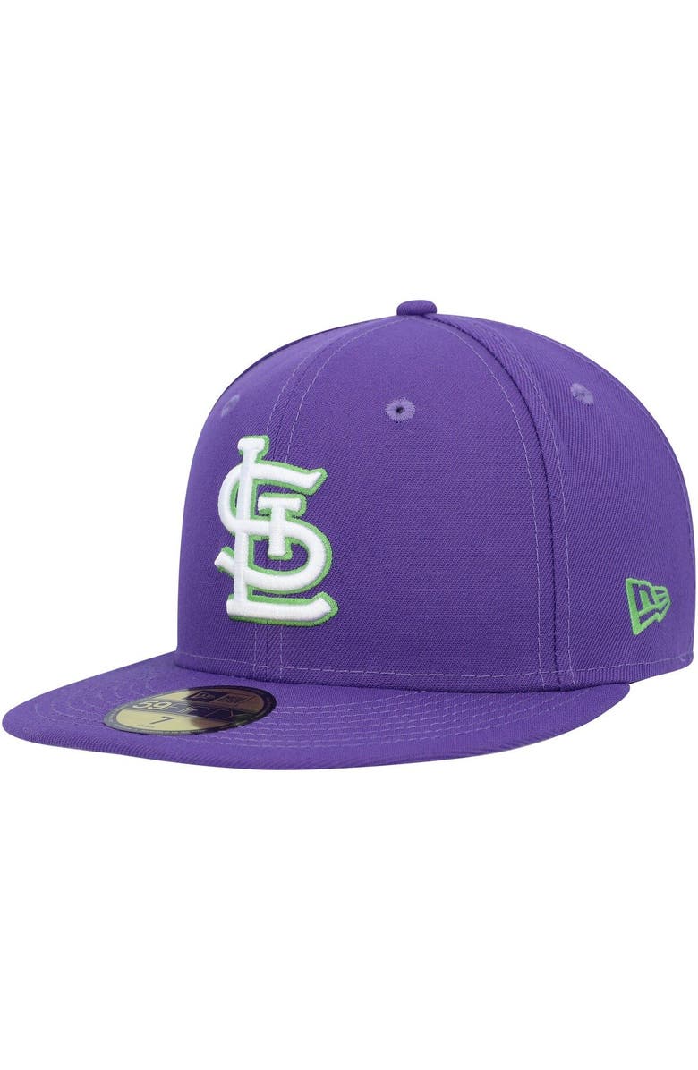 New Era Men's New Era Purple St. Louis Cardinals Lime Side Patch 59FIFTY Fitted Hat, Alternate, color,