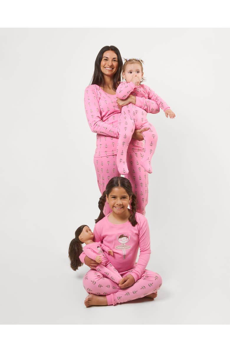 Leveret Kids Footed Cotton Matching Family Pajamas, Whimsy & Fantasy Prints, Alternate, color, Ballerina