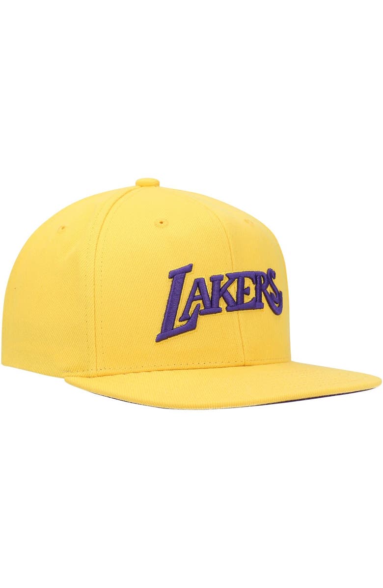 Mitchell & Ness Men's Mitchell & Ness Gold Los Angeles Lakers Hardwood Classics Tonal Snapback Hat, Alternate, color,