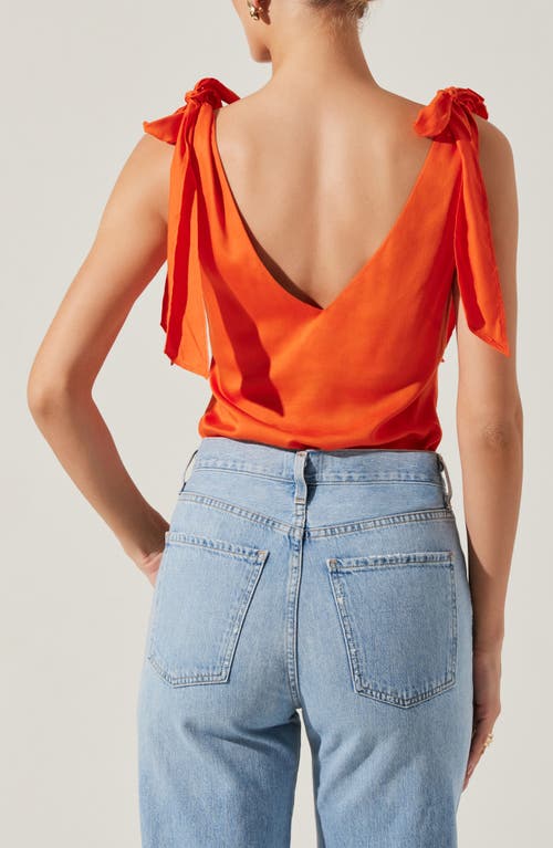 Astr Allexina Satin Cowl Neck Top In Orange In Orange