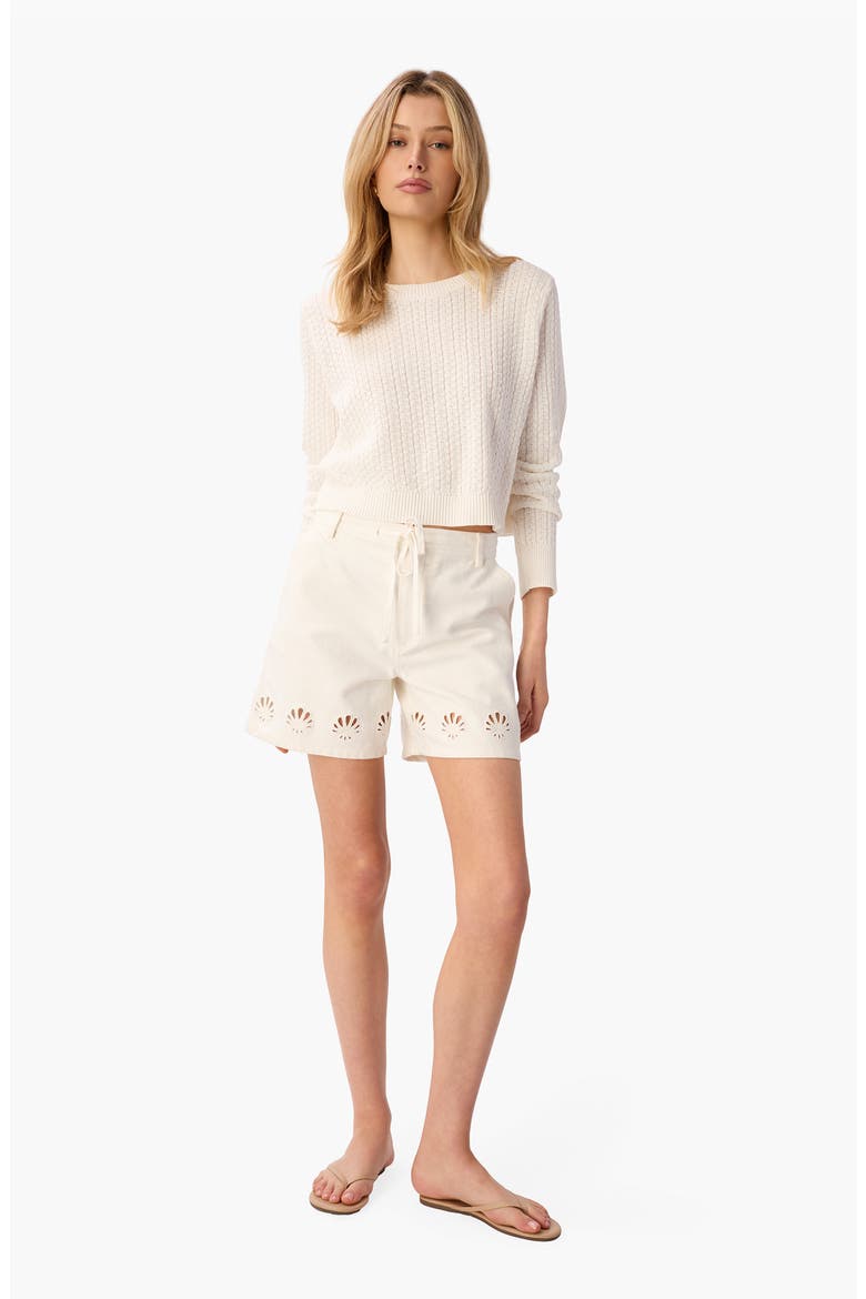 Lesley Cropped Crewneck Sweater, Alternate, color, MACADAMIA
