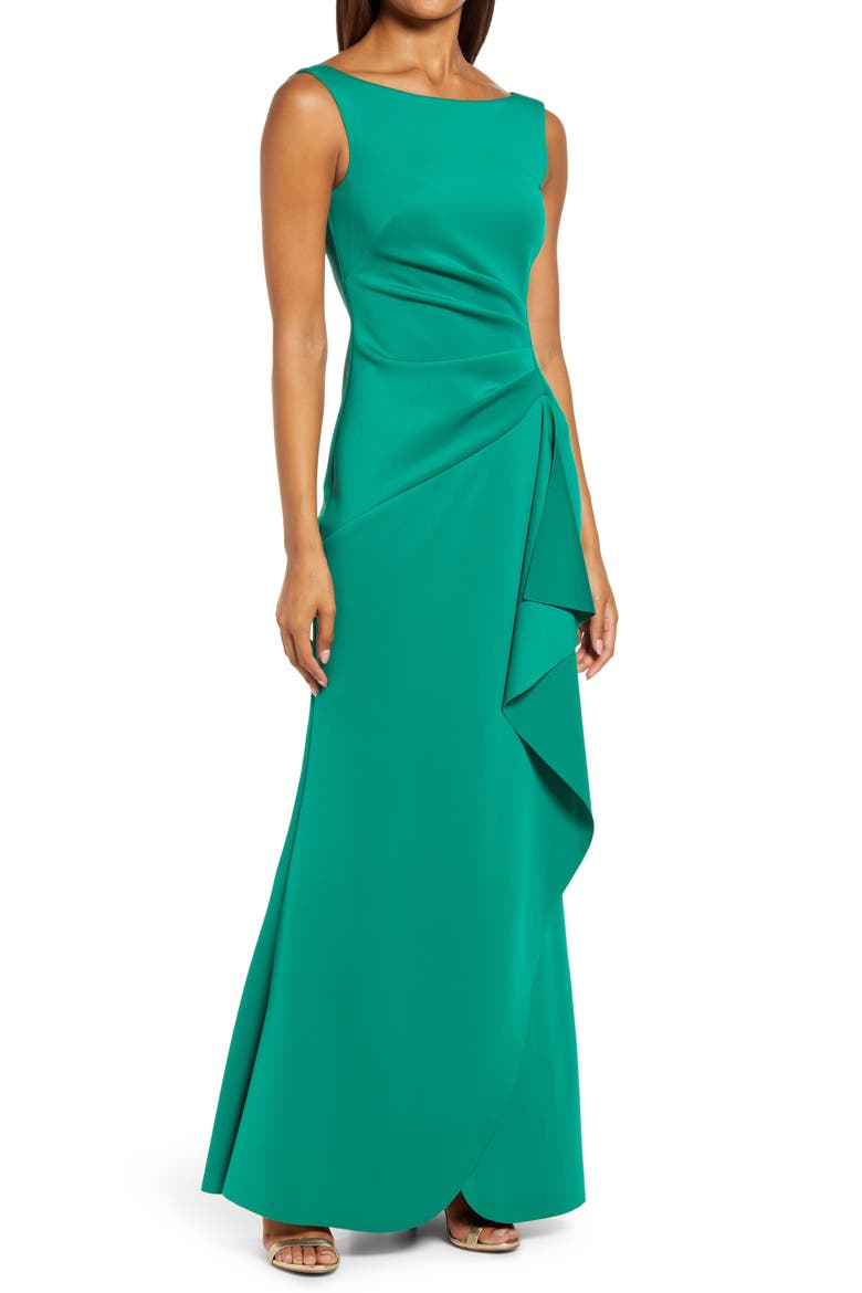 Sleeveless Side Tuck Gown, Main, color, GREEN