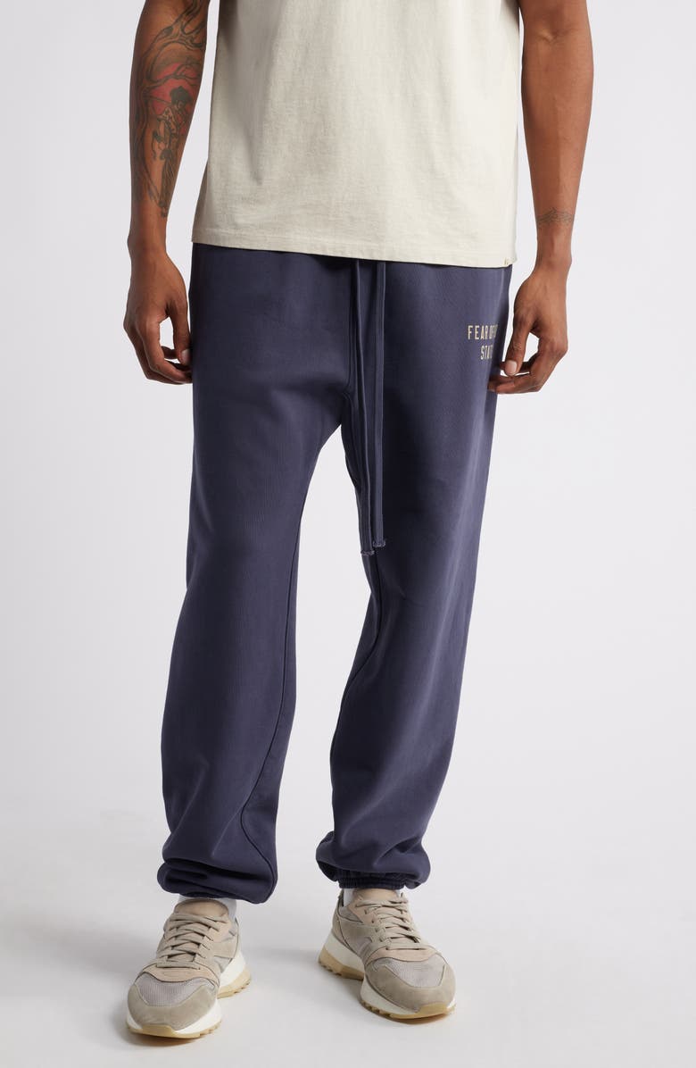 Fear of God Essentials Cotton Blend Heavy Fleece Soccer Sweatpants, Main, color, Marine