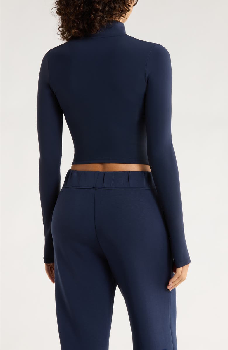 MPG Sculpt Corset Seamed Crop Zip-Up Jacket, Alternate, color, Navy Blazer